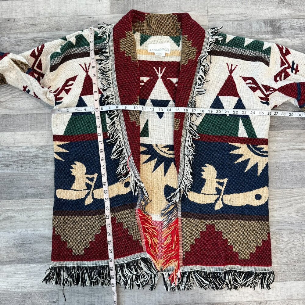 J Katherine Designs Southwestern Tapestry Cardigan OSFA Fringe, Native American - Picture 3 of 6